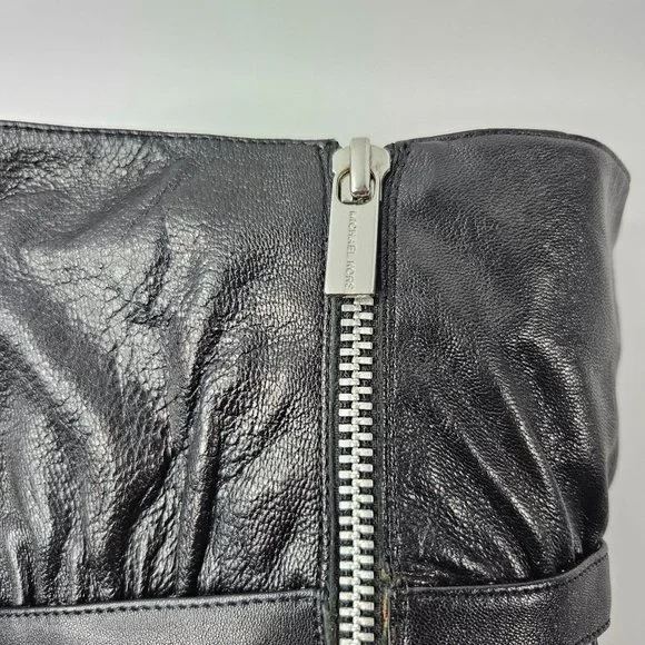 Michael Kors Stiletto High Heel Platform Boots Size 7.5 Black Leather Knee High - Picture 14 of 16